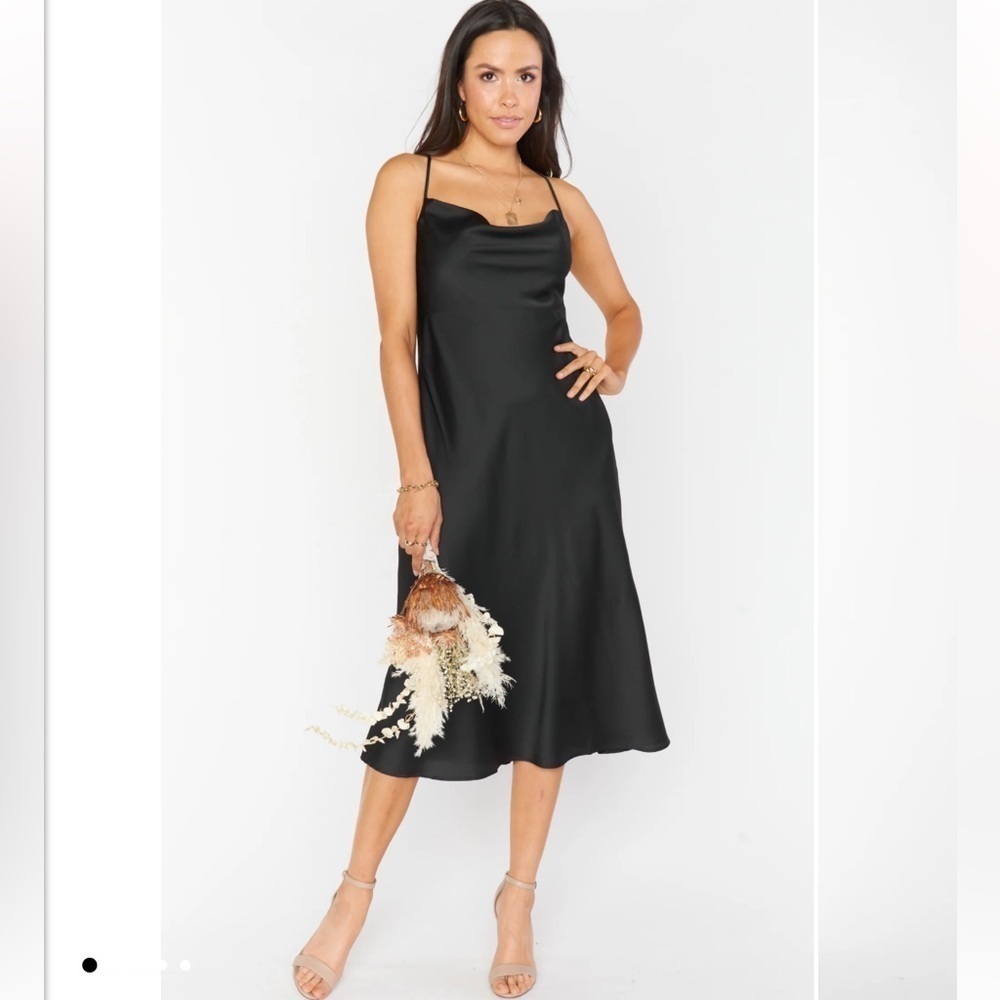 Show Me Your MuMu Verona Cowl Dress Black Sz Medium Party Wedding Timeless Chic - Picture 2 of 11